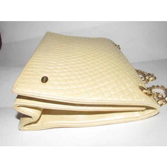 Bally Vintage Pale Yellow Quilted Leather Envelope Snap Closure Shoulder Bag - Picture 9 of 12